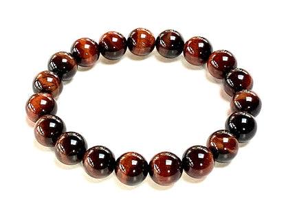 Handmade Red Tiger's Eye Stretch Bracelet - 10mm Beads - Scorpio Birthstone - Root Chakra