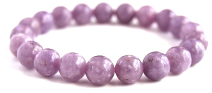 AWAKEN YOUR KUNDALINI Lepidolite Stretch Bracelet with 8mm Beads, Wrist Size 7.5 inches, Birthstone for Libra, Astrological Sign: Pisces, Third Eye Chakra Bracelet