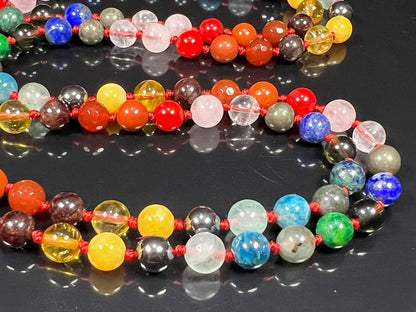 Hand Knotted Cosmic Chakra Symphony Mala Necklace | Rare Crystals for Harmony and Balance | 8mm 108 Prayer Beads | Multi-Chakra Alignment | Universal Birthstones | Ethically Sourced