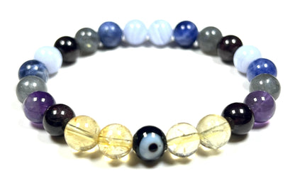 Crystals For Anxiety Stretch Bracelet | Universal Birthstone | Throat & Third Eye Chakra