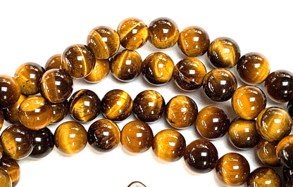 AWAKEN YOUR KUNDALINI Tiger's Eye Mala Beads Necklace - 3rd Chakra Throat Chakra 108 Prayer Beads - Grounding, Will Power, Intuition