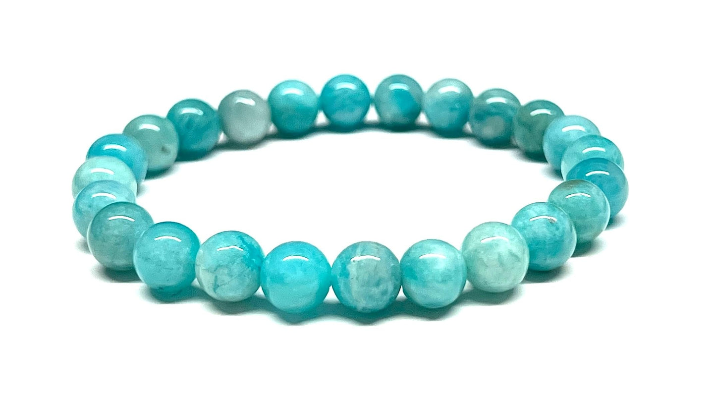 Amazonite Stretch Bracelet - Aquarius, Virgo, Leo Birthstone - AAA Grade - Heart Chakra, Throat Chakra Association