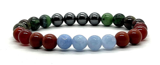Ignite Your Inner Fire: Aries Constellation Birthstone Bracelet (8mm) - Embrace Passion & Confidence - Multi Chakra Alignment