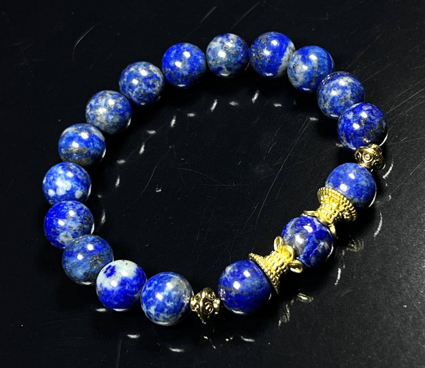 Lapis Lazuli Stretch Bracelet | 10mm Beads | SATYA Collection