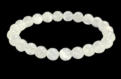 Cleanse & Uplift: Selenite Stretch Bracelet (8mm Beads) - Taurus & Gemini Birthstone & Crown Chakra Harmony