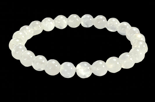 Cleanse & Uplift: Selenite Stretch Bracelet (8mm Beads) - Taurus & Gemini Birthstone & Crown Chakra Harmony