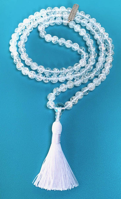 Crackled Quartz Mala Beads Necklace