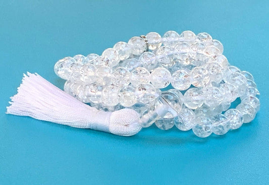 Crackled Quartz Mala Beads Necklace