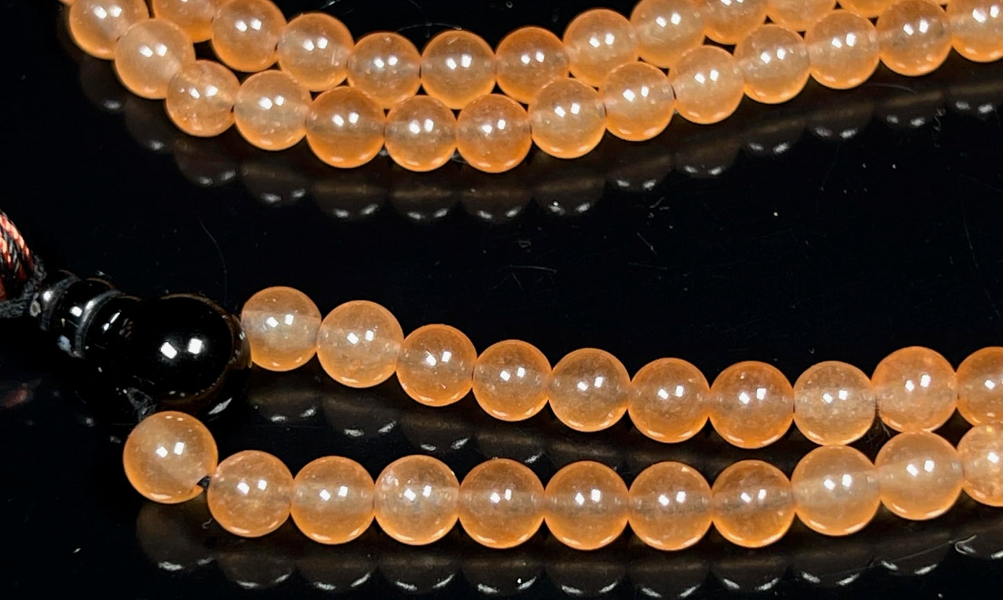 Yellow Agate Mala Beads Necklace – 6mm 108 Beads – Solar Plexus Chakra & Leo Birthstone – Spiritual Jewelry