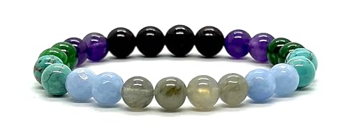 Embrace Your Progressive Spirit: Aquarius Constellation Birthstone Bracelet (8mm) - Multi-Gemstone & Empowering Energy