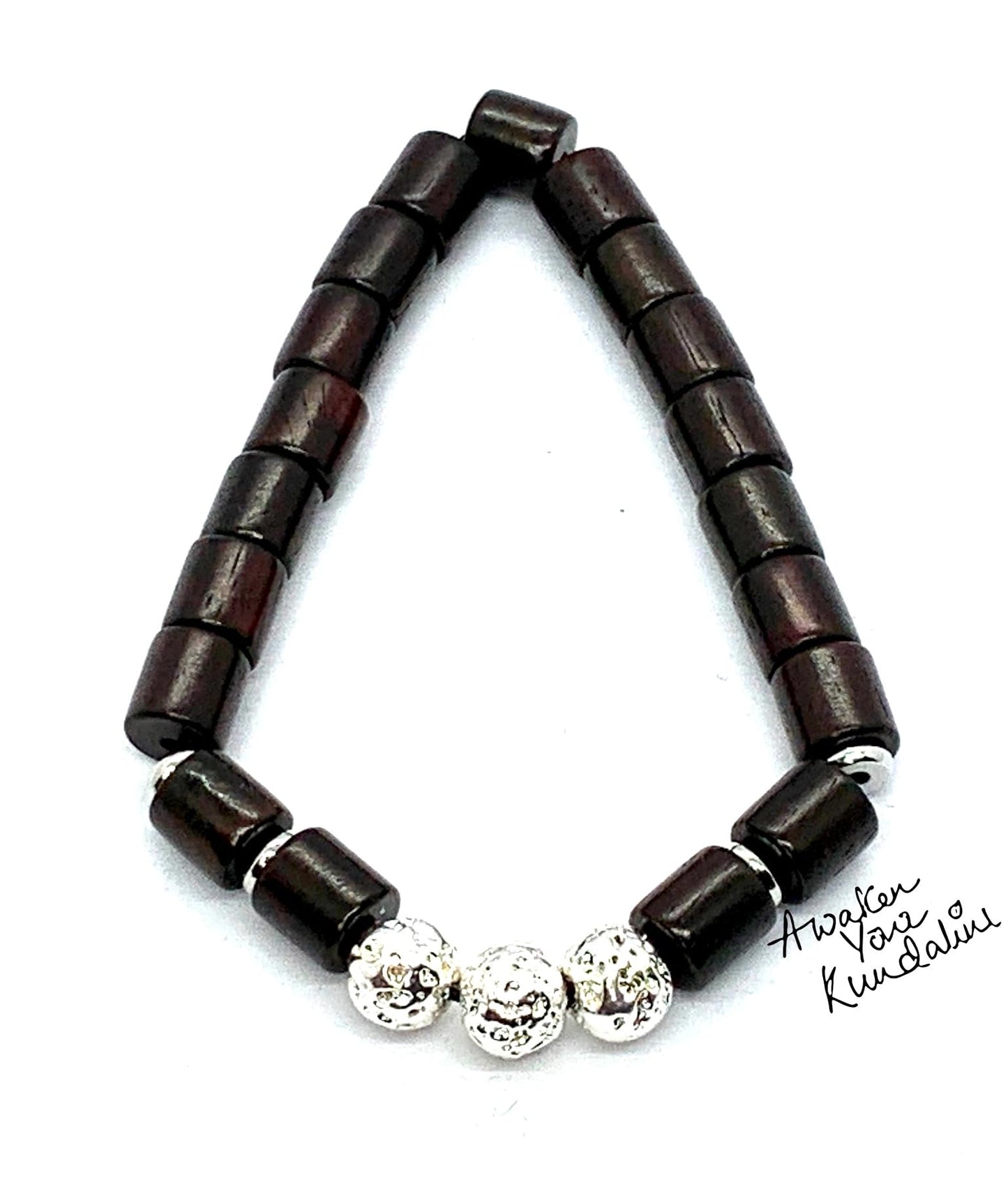 Rosewood & Lava Bracelet | Silver-Coated lava | VULCAN & ARANYA Collection