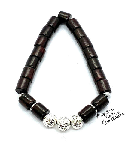 Rosewood & Lava Bracelet | Silver-Coated lava | VULCAN & ARANYA Collection