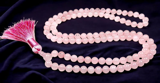 Cultivate Love & Compassion: Hand-Knotted Rose Quartz Mala Necklace (8mm 108 Beads) - Libra Birthstone & Heart Chakra Balance