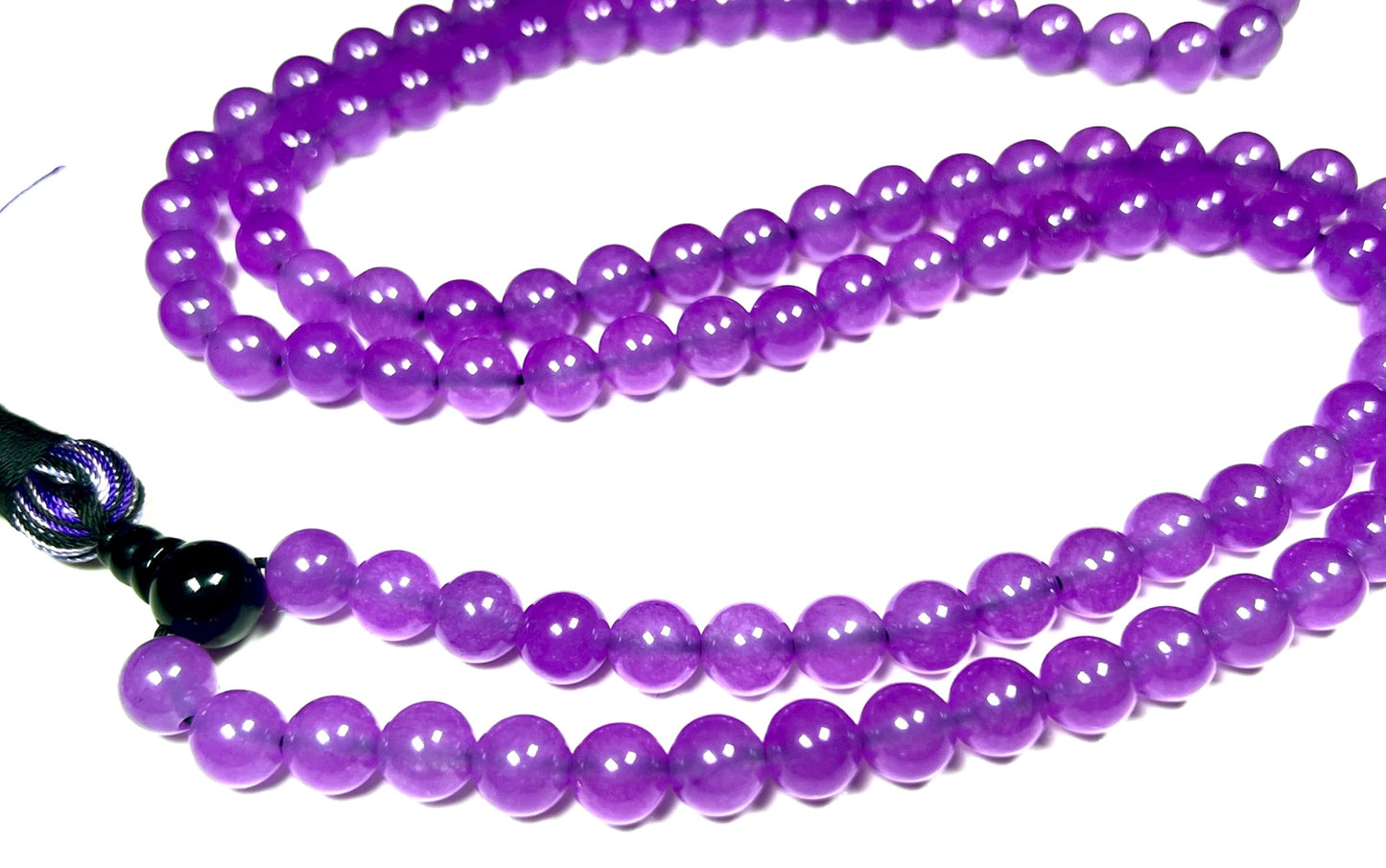 Handmade Agate Mala Beads Necklace with Black Onyx Guru Bead – 108 Beads – 8mm – Multicolor Options – Chakra Balancing & Zodiac Birthstone – Meditation Jewelry