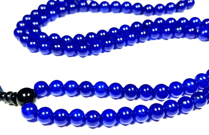 Handmade Agate Mala Beads Necklace with Black Onyx Guru Bead – 108 Beads – 8mm – Multicolor Options – Chakra Balancing & Zodiac Birthstone – Meditation Jewelry