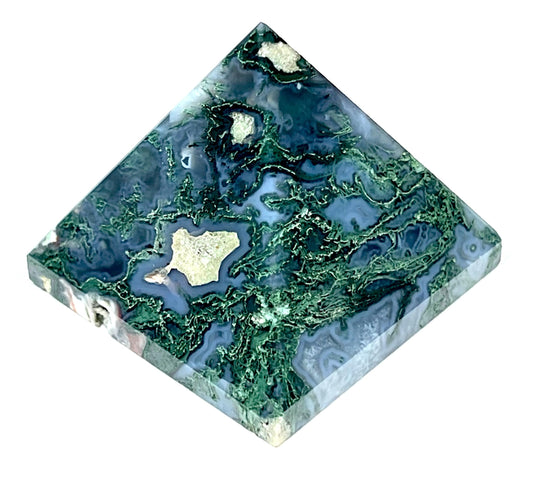 Moss Agate Crystal Pyramid | 2-Inch Healing Stone | TATTVA Collection