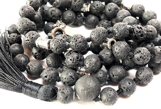 VULCAN Lava Mala Necklace | Hand-Knotted 108 Beads for Root Chakra