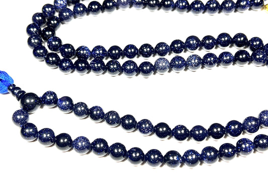 Blue Goldstone Mala Necklace | 108 Beads for Throat Chakra | TARA Collection
