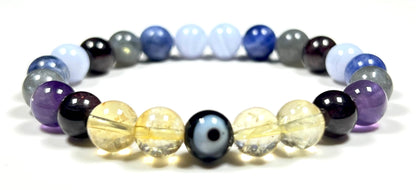 Crystals For Anxiety Stretch Bracelet | Universal Birthstone | Throat & Third Eye Chakra