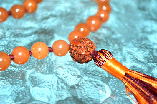Orange Jade Pocket Mala | 27 Beads for Balance & Creativity | ANKURA Collection