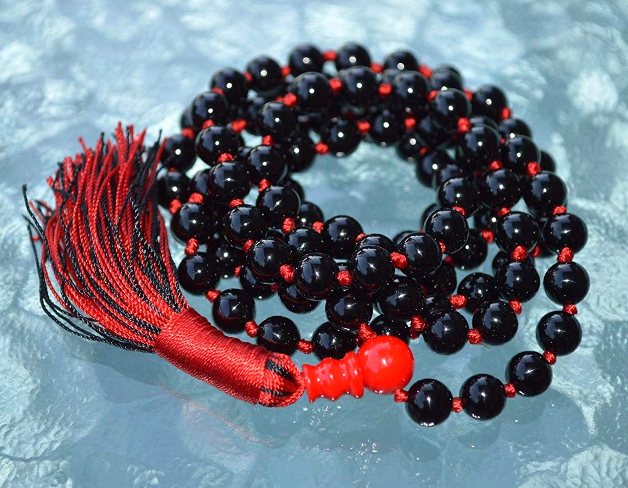 VESTA Collection Black Tourmaline Mala worn as protective spiritual jewelry for daily ritual