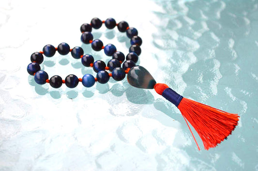 Blue Tiger’s Eye Pocket Mala | 27 Beads for Focus & Protection | ANKURA Collection