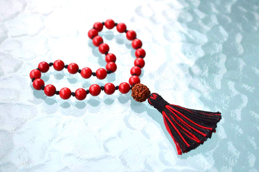 Red Coral Pocket Mala | 27 Beads for Strength & Vitality | ANKURA Collection