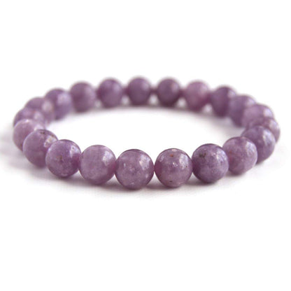 AWAKEN YOUR KUNDALINI Lepidolite Stretch Bracelet with 8mm Beads, Wrist Size 7.5 inches, Birthstone for Libra, Astrological Sign: Pisces, Third Eye Chakra Bracelet