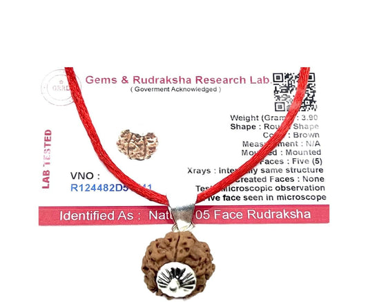 Embrace Balance & Clarity: Certified 5 Mukhi Rudraksha Pendant Necklace - Taurus & Libra Birthstone - Throat Chakra Alignment