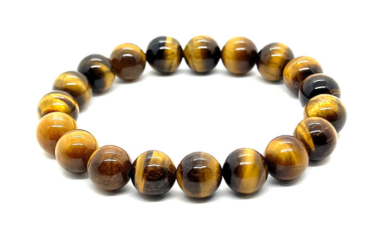 AWAKEN YOUR KUNDALINI Grounding Tiger's Eye Stitch Bracelet, Solar Plexus Chakra, Leo Birthstone, 10mm Beads