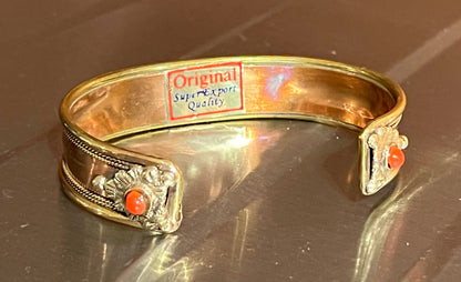 AWAKEN YOUR KUNDALINI Hare Krishna Copper Brass Cuff Bangle Bracelet - 14 mm Wide - Taurus Birthstone - Virgo Astrological Sign - Root Chakra Jewelry