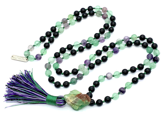 Guardian’s Trinity Mala | Fluorite, Tourmaline & Amethyst | VISTA + SOMA