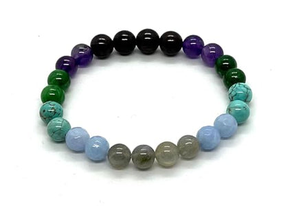 Embrace Your Progressive Spirit: Aquarius Constellation Birthstone Bracelet (8mm) - Multi-Gemstone & Empowering Energy