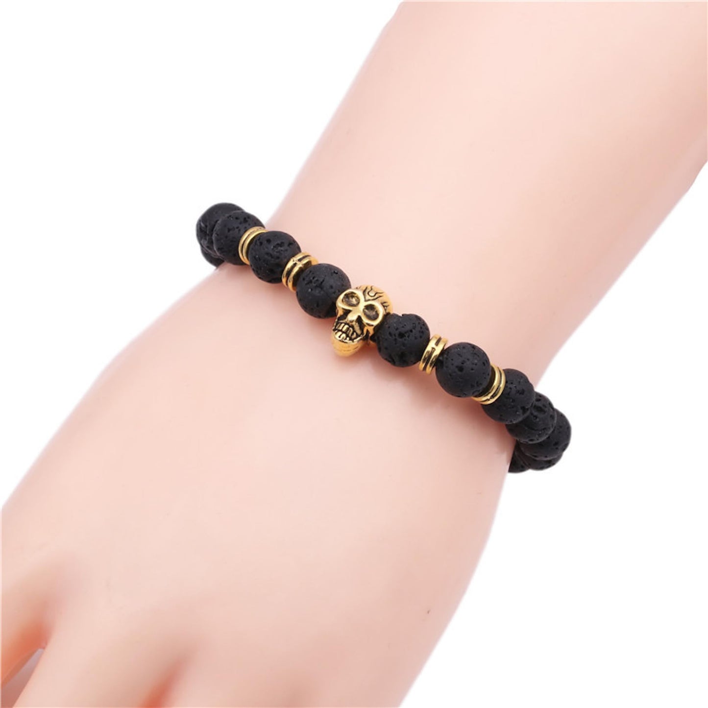 VULCAN Lava Skull Bracelet | 8mm Stretch Beads for Grounding & Power