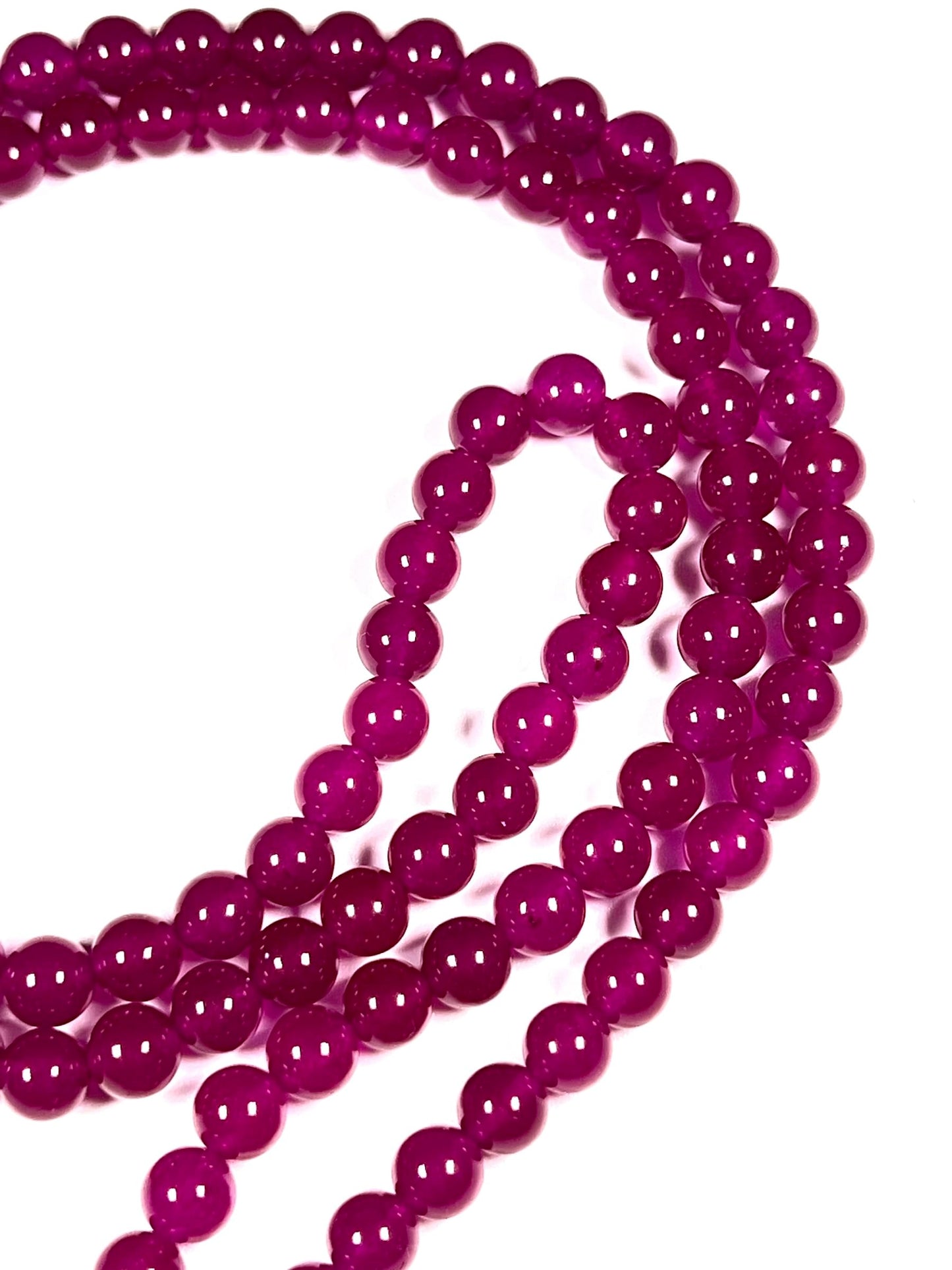 Handmade Magenta Jade Mala Beads Necklace | 8mm 108 Beads | Handmade Spiritual Jewelry | Birthstone & Heart Chakra Energy