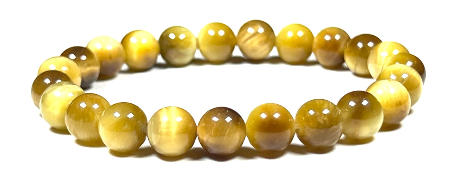Tiger's Eye Stretch Bracelet – 8mm Beads – Multicolor Options – Solar Plexus Chakra & Zodiac Birthstones – Meditation Jewelry