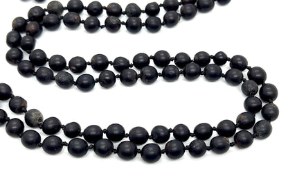 Hand Knotted Black Vijayanti Vaijayanti Mala Necklace with 6-7mm Beads - Virgo Sun Sign, Root Chakra Alignment - Protection, Victory Mala