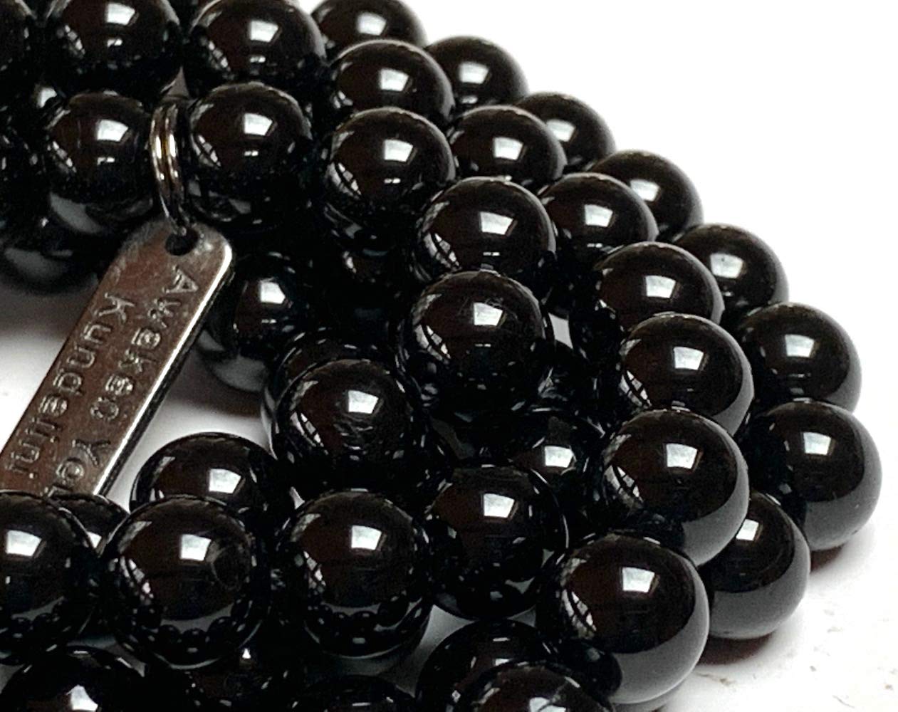 AWAKEN YOUR KUNDALINI Black Tourmaline Mala Necklace, 8mm Beads, Birthstone for October, Libra & Scorpio Sun Sign, Root Chakra