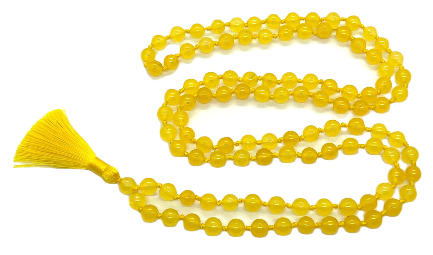 Yellow Jade Mala Necklace – Solar Plexus & Sacral Chakra Healing