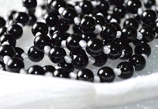 VESTA Black Tourmaline Mala Necklace | 108 Hand-Knotted Beads for Grounding, Protection & Root Chakra Healing | Capricorn Birthstone | Handmade in USA