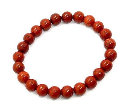 AWAKEN YOUR KUNDALINI Red Jasper Stretch Bracelet (8mm Beads) - Root Chakra Alignment, Aries Birthstone