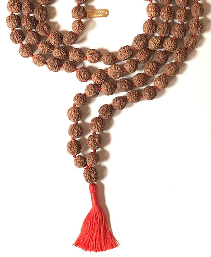 AWAKEN YOUR KUNDALINI Hand-Knotted 5 Mukhi Rudraksha Mala (10mm) - Wisdom & Inner Peace - Crown Chakra Alignment, Capricorn Sun Sign