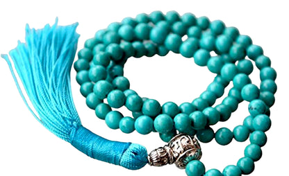 Turquoise Mala Beads Necklace | 108 Prayer Beads | Friendship Public Speaking Selfless Bonding Intuition Positive Vibes Love