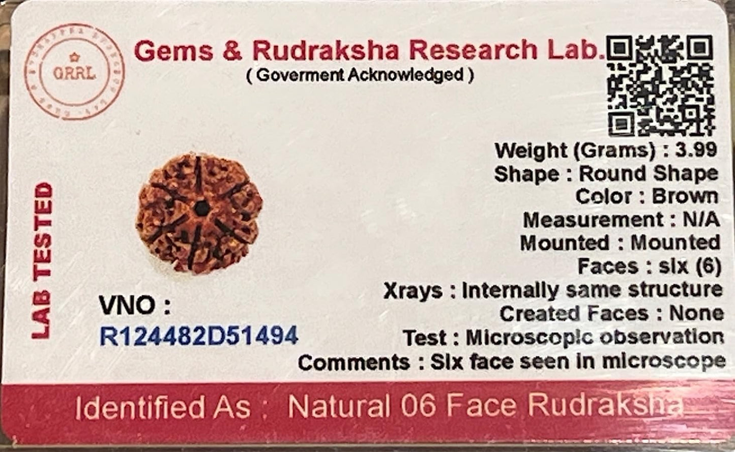 Certified 6 Mukhi Rudraksha Bead, Six Faces Rudraksh, Libra Sun Sign, Sacral Chakra