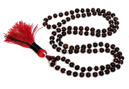Rosewood Hand-Knotted Mala Necklace | 108 Beads | ARANYA Collection