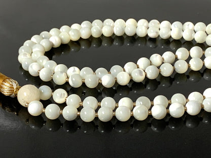 Mother of Pearl Mala Beasds Necklace - Embrace Serenity, Radiance, and Inner Strength, 8mm Beads, 108 Prayer Beads