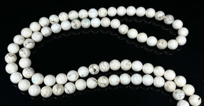 Natural White Howlite Mala Beads Necklace – 6mm & 8mm, 108 Beads – Gemini Birthstone, Crown Chakra Mala