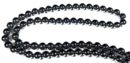 FEROX Hematite Mala Necklace | 108 Hand-Knotted 8mm Beads for Grounding, Protection & Root Chakra Healing | Confidence Crystal | Handmade in USA