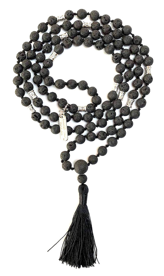 VULCAN Lava Stone Mala Necklace | 108 Beads for Grounding & Strength | 8mm