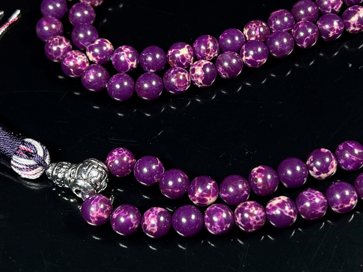 Sea Sediment Jasper Mala Beads Necklace
